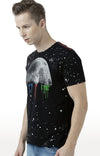 Huetrap Black Mens Short Sleeve Graphic Printed Tshirt-HT17MKGRABLK00649