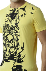 Huetrap Yellow Mens Short Sleeve Graphic Printed Tshirt-HT15MKGRAYLW00001