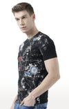 Huetrap Black Mens Short Sleeve Graphic Printed Tshirt-HT17MKGRABLK00816