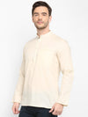 Hangup Men Standard Solid Men's Indian Wear-Cream_Magic_Bon_ShortKurta