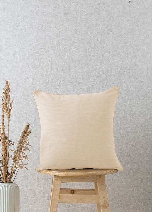 Solid Cream 100% cotton plain cushion cover for sofa-230454012