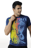 Huetrap Blue Mens Short Sleeve Graphic Printed Tshirt-HT15MKGRALNY00018