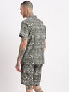 Men Geometric Print Cuban Collar Green Co-Ords Set-Cyril-2492-Green