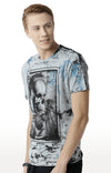 Huetrap Grey Mens Short Sleeve Graphic Printed Tshirt-HT15MKGRAGML00065