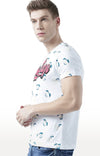 Huetrap White Mens Short Sleeve Graphic Printed Tshirt-HT17MKGRAWHT00704