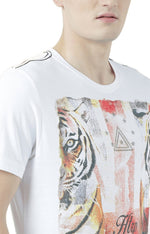 Huetrap White Mens Short Sleeve Graphic Printed Tshirt-HT17MKGRAWHT00626