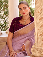 Saree Mall Women's  Blend Mauve Woven Design Designer Saree With Blouse Piece-DELICTE450002