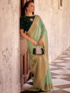 Saree Mall Women's  Blend Light Green Woven Design Designer Saree With Blouse Piece-DELICTE450003