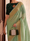 Saree Mall Women's  Blend Light Green Woven Design Designer Saree With Blouse Piece-DELICTE450003