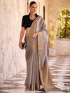 Saree Mall Women's  Blend Grey Woven Design Designer Saree With Blouse Piece-DELICTE450004