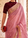 Saree Mall Women's  Blend Pink Woven Design Designer Saree With Blouse Piece-DELICTE450005