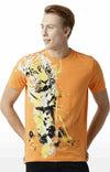 Huetrap Orange Mens Short Sleeve Graphic Printed Tshirt-HT17MKGRABZO00256