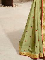 Saree Mall Women's Chiffon Light Green Embellished Designer Saree With Blouse Piece-DHAGA1005