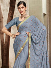 Saree Mall Women's Chiffon Grey Embellished Designer Saree With Blouse Piece-DHAGA1010