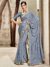 Saree Mall Women's Chiffon Grey Embellished Designer Saree With Blouse Piece-DHAGA1010