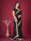 Saree Mall Women's Chiffon Black Embroidered Designer Saree With Blouse Piece-DHNIYA1012