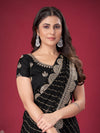 Saree Mall Women's Chiffon Black Embroidered Designer Saree With Blouse Piece-DHNIYA1012