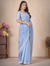 Saree Mall Women's Chiffon Light Blue Embellished Designer Saree With Blouse Piece-DHNIYA101K2