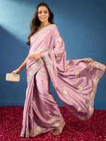 Saree Mall Women's Crepe Mauve Embellished Designer Saree With Blouse Piece-DHNIYA262A