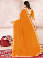 Saree Mall Women's Chiffon Mustard Embellished Designer Saree With Blouse Piece-DHNIYA303K5