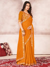 Saree Mall Women's Chiffon Mustard Embellished Designer Saree With Blouse Piece-DHNIYA303K5