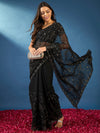 Saree Mall Women's Chiffon Black Embellished Designer Saree With Blouse Piece-DHNIYA634C