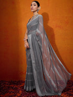 Saree Mall Women's Chiffon Grey Embellished Designer Saree With Blouse Piece-DHNIYA651