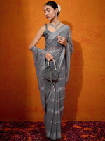 Saree Mall Women's Chiffon Grey Embellished Designer Saree With Blouse Piece-DHNIYA651