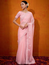 Saree Mall Women's Chiffon Pink Embellished Designer Saree With Blouse Piece-DHNIYA655A