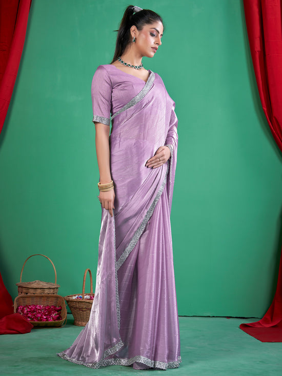 Saree Mall Women's Chiffon Mauve Embellished Designer Saree With Blouse Piece-DHNIYA661A