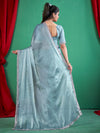 Saree Mall Women's Chiffon Light Blue Embellished Designer Saree With Blouse Piece-DHNIYA661C