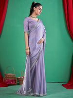 Saree Mall Women's Chiffon Lavendar Embellished Designer Saree With Blouse Piece-DHNIYA661D