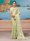 Saree Mall Women's Chiffon Light Green Embellished Designer Saree With Blouse Piece-DHNIYA681C