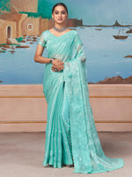 Saree Mall Women's Chiffon Light Blue Embellished Designer Saree With Blouse Piece-DHNIYA681D