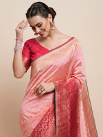 Saree Mall Women's  Blend Pink Woven Design Designer Saree With Blouse Piece-DHNIYA84