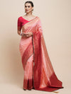 Saree Mall Women's  Blend Pink Woven Design Designer Saree With Blouse Piece-DHNIYA84