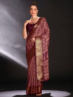 Saree Mall Women's Art  Burgundy Printed Designer Saree With Blouse Piece-DIAMNDCK02B