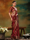 Saree Mall Women's Organza Burgundy Woven Design Designer Saree With Blouse Piece-DIANA2301