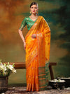 Saree Mall Women's Organza Green Woven Design Designer Saree With Blouse Piece-DIANA3901