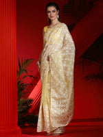 Saree Mall Women's Organza Yellow Embellished Designer Saree With Blouse Piece-DIANA5102