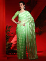 Saree Mall Women's Chiffon Light Green Embellished Designer Saree With Blouse Piece-DIANA5302