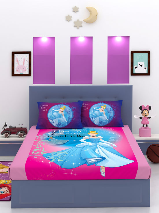 Athom Living Disney Princess Dream Impossible Cotton Double Bedsheet Set- King Size-DIS-03-209-D