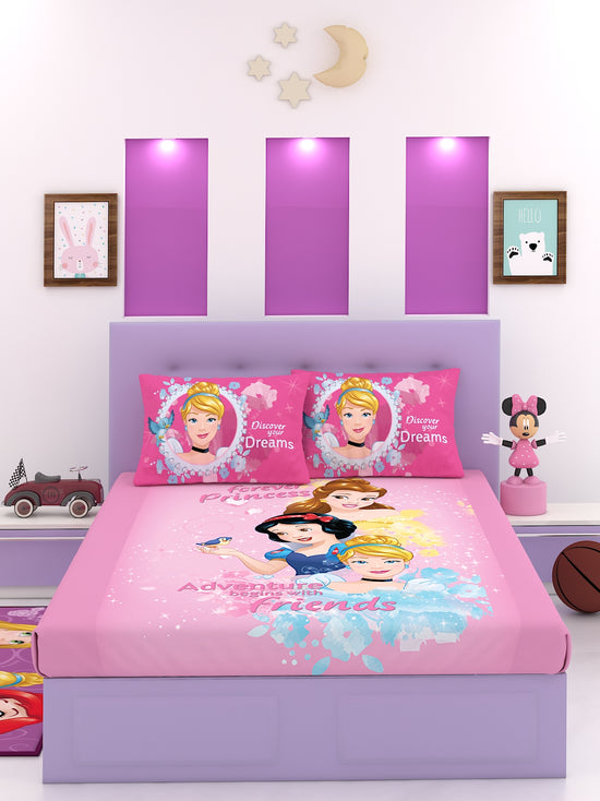 Disney Discover Your Dreams Princess Cotton Double Bedsheet Set- King Size-DIS-03-831-D