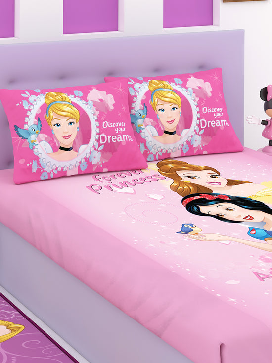 Disney Discover Your Dreams Princess Cotton Double Bedsheet Set- King Size-DIS-03-831-D