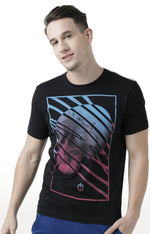 Huetrap Black Mens Short Sleeve Graphic Printed Tshirt-HT17MKGRABLK00651