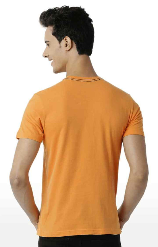 Huetrap Orange Mens Short Sleeve Graphic Printed Tshirt-HT16MKGRABZO00342