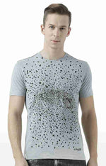 Huetrap Grey Mens Short Sleeve Graphic Printed Tshirt-HT17MKGRAGML00746