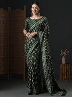 Saree Mall Women's Dola  Dark Green Printed Designer Saree With Blouse Piece-DOLA108C