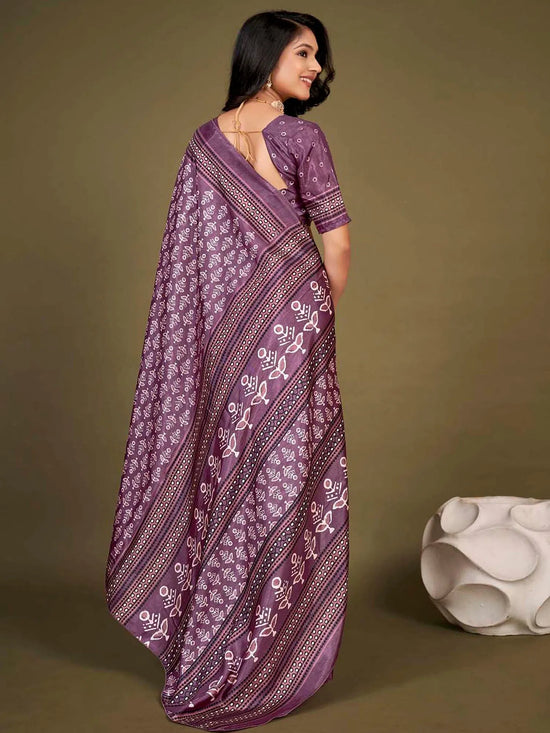 Saree Mall Women's Dola  Mauve Printed Designer Saree With Blouse Piece-DOLA148C