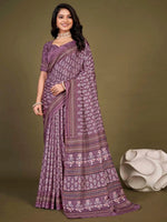 Saree Mall Women's Dola  Mauve Printed Designer Saree With Blouse Piece-DOLA148C